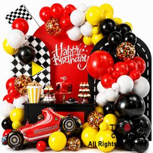 SET DE GLOBOS ARCO XL FELIZ CUMPLEA�OS AUTO DE CARRERA (GY7943) 56 UNIDADES